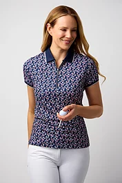 glenmuir Ladies Quarter Zip Printed Patterned Performance Golf Polo Shirt