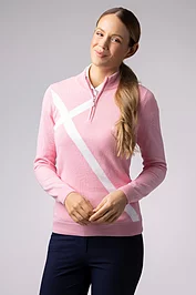 glenmuir Ladies Quarter Zip Saltire Cross Cotton Lightweight Golf Sweater