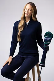 glenmuir Ladies Quarter Zip Water Repellent Lined Merino Heavyweight Golf Sweater