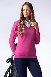 glenmuir Ladies V Neck Merino Wool Lightweight Golf Sweater