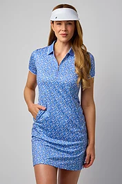 glenmuir Ladies Zip Collar Printed Golf Dress with Detachable Shorts
