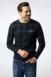glenmuir Mens and Ladies Crew Neck V Insert Tipped Touch of Cashmere 1891 Heritage Sweatshirt