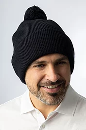 Glenmuir Mens And Ladies Thermal Lined Turn Up Rib Merino Golf Beanie Bobble Hat