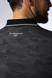 Glenmuir Mens Camo Jacquard Collar And Cuffs Performance Golf Polo Shirt Sale