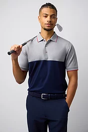 glenmuir Mens Colour Block Performance Pique Golf Shirt glenmuir Mens Colour Block Performance Pique Golf Shirt