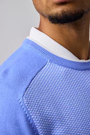 Glenmuir Mens Crew Neck Birdseye Front Cotton Lightweight Golf Sweater