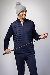 glenmuir Mens Full Zip Knitted Rib Hybrid Padded Golf Jacket