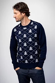 Glenmuir Mens Intarsia Tree Merino Christmas Golf Sweater