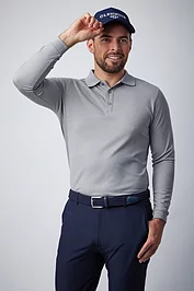 glenmuir Mens Long Sleeve Performance Pique Golf Polo Shirt