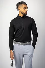 Glenmuir Mens Long Sleeve Thermal Performance Golf Polo Shirt
