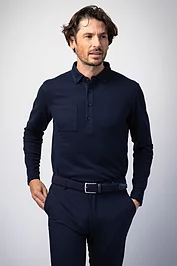 Glenmuir Mens Long Sleeve Thermal Performance Golf Polo Shirt