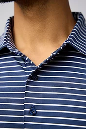 Glenmuir Mens Pencil Stripe Tailored Collar Performance Golf Shirt