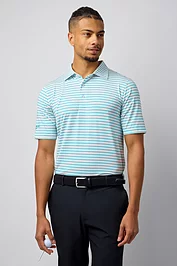 glenmuir Mens Pencil Stripe Tailored Collar Performance Golf Shirt glenmuir Mens Pencil Stripe Tailored Collar Performance Golf Shirt