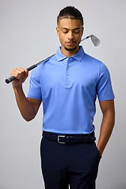 glenmuir Mens Plain Tailored Collar Mercerised Cotton Golf Shirt glenmuir Mens Plain Tailored Collar Mercerised Cotton Golf Shirt