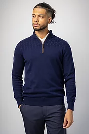 Glenmuir Mens Quarter Zip Cable Shoulder Touch Of Cashmere Golf Sweater