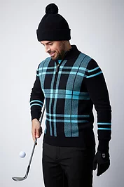 glenmuir Mens Quarter Zip Checked Touch of Cashmere Midweight Golf Sweater Sale