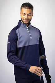 glenmuir Mens Quarter Zip Colour Block Performance Golf Midlayer