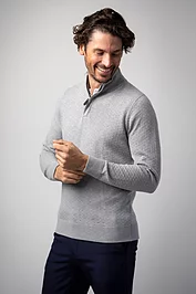 Glenmuir Mens Quarter Zip Diamond Knit Cotton Lightweight Golf Sweater