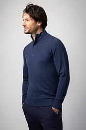 Glenmuir Mens Quarter Zip Diamond Knit Cotton Lightweight Golf Sweater