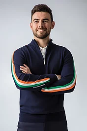 glenmuir Mens Quarter Zip Irish Italian Flag Stripe Cotton Lightweight Golf Sweater