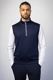 Glenmuir Mens Quarter Zip Rib Sleeveless Performance Golf Midlayer