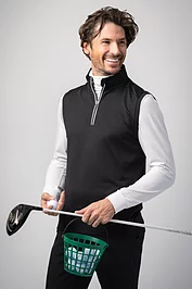 glenmuir Mens Quarter Zip Rib Sleeveless Performance Golf Midlayer