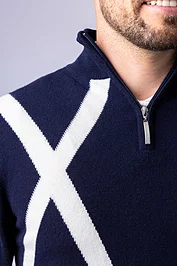 Glenmuir Mens Quarter Zip Saltire Cross Cashmere Golf Sweater Sale