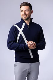 glenmuir Mens Quarter Zip Saltire Cross Cashmere Golf Sweater Sale