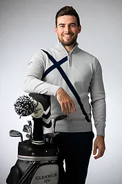 Glenmuir Mens Quarter Zip Saltire Cross Cotton Lightweight Golf Sweater