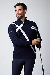 glenmuir Mens Quarter Zip Saltire Cross Cotton Lightweight Golf Sweater glenmuir Mens Quarter Zip Saltire Cross Cotton Lightweight Golf Sweater