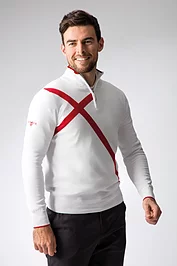 glenmuir Mens Quarter Zip St George Cross Cotton Lightweight Golf Sweater glenmuir Mens Quarter Zip St George Cross Cotton Lightweight Golf Sweater