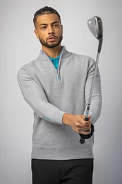 glenmuir Mens Quarter Zip Textured Raglan Sleeve Touch of Cashmere Golf Sweater