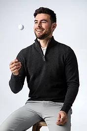 glenmuir Mens Quarter Zip Textured Suede Placket Cotton Lightweight Golf Sweater Sale