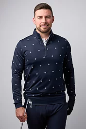 glenmuir Mens Quarter Zip The Open Trophy Print Lightweight Performance Golf Midlayer