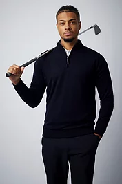 glenmuir Mens Quarter Zip Water Repellent Lined Merino Heavyweight Golf Sweater
