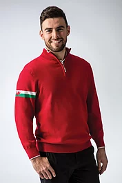 glenmuir Mens Quarter Zip Welsh Dragon Cotton Lightweight Golf Sweater