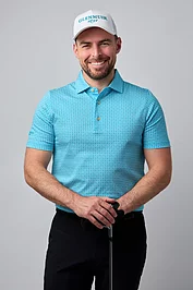 glenmuir Mens Ship Helm Print Mercerised Cotton Golf Shirt