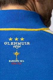 Glenmuir Official Ryder Cup 2023 Winners Mens Quarter Zip Colour Block Sleeve Stripe Cotton Lightweight Golf Sweater