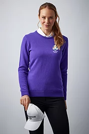 glenmuir Official Ryder Cup 2025 Ladies Crew Neck Lambswool Midweight Golf Sweater