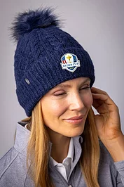Glenmuir Official Ryder Cup 2025 Ladies Thermal Lined Faux Fur Bobble Hat