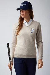 glenmuir Official Ryder Cup 2025 Ladies V Neck Lambswool Midweight Golf Sweater