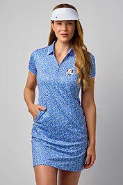 glenmuir Official Ryder Cup 2025 Ladies Zip Collar Printed Golf Dress with Detachable Shorts