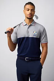 glenmuir Official Ryder Cup 2025 Mens Colour Block Performance Pique Golf Shirt