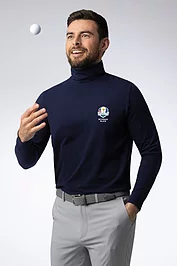 glenmuir Official Ryder Cup 2025 Mens Long Sleeve Cotton Roll Neck Golf Shirt