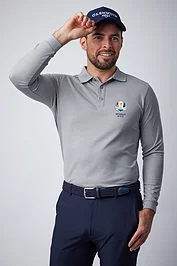 glenmuir Official Ryder Cup 2025 Mens Long Sleeve Performance Pique Golf Polo Shirt