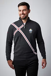 glenmuir Official Ryder Cup 2025 Mens Quarter Zip Abstract Cross Cotton Lightweight Golf Sweater glenmuir Official Ryder Cup 2025 Mens Quarter Zip Abstract Cross Cotton Lightweight Golf Sweater