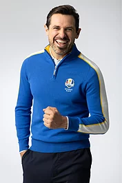glenmuir Official Ryder Cup 2025 Mens Quarter Zip Colour Block Sleeve Stripe Cotton Lightweight Golf Sweater glenmuir Official Ryder Cup 2025 Mens Quarter Zip Colour Block Sleeve Stripe Cotton Lightweight Golf Sweater