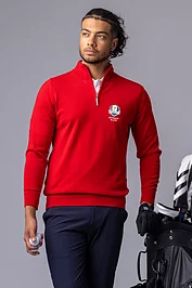 glenmuir Official Ryder Cup 2025 Mens Quarter Zip Lightweight Merino Wool Sweater