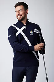 glenmuir Official Ryder Cup 2025 Mens Quarter Zip Saltire Cross Cotton Lightweight Golf Sweater glenmuir Official Ryder Cup 2025 Mens Quarter Zip Saltire Cross Cotton Lightweight Golf Sweater