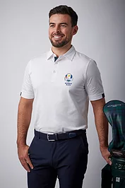 glenmuir Official Ryder Cup 2025 Mens Tartan Trim Mercerised Cotton Golf Polo Shirt